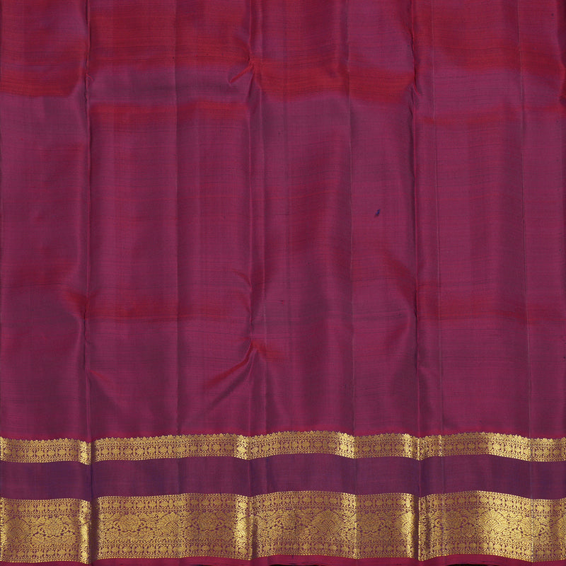 Hayagrivas Handloom Peacock Green Kanjivaram Silk Saree with Magenta Border KBF24D4-1