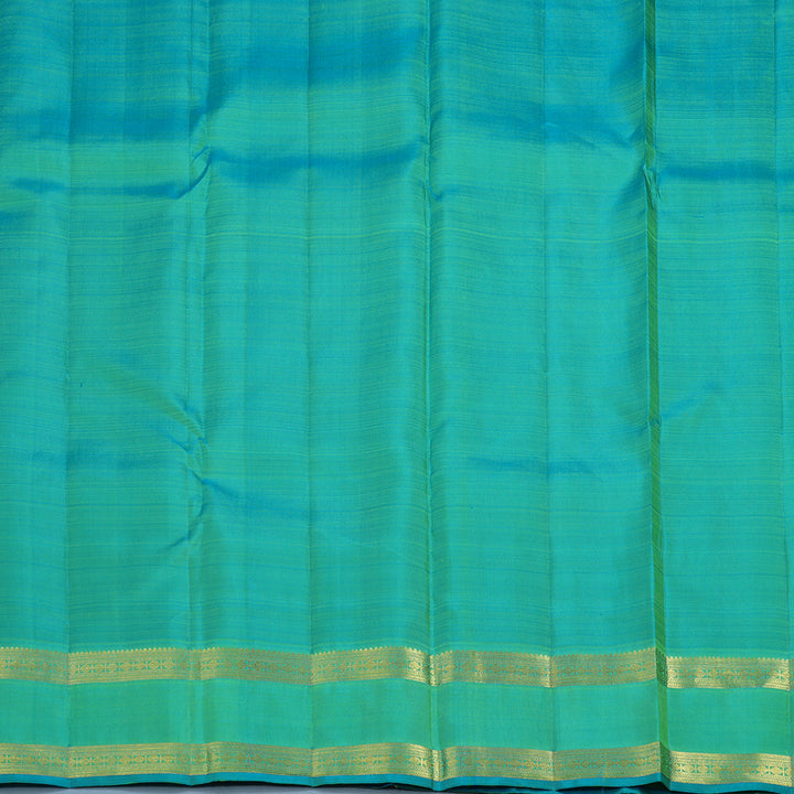 Hayagrivas Handloom Lime Green Kanjivaram Silk Saree with Aqua Green Border KBF24D4-6