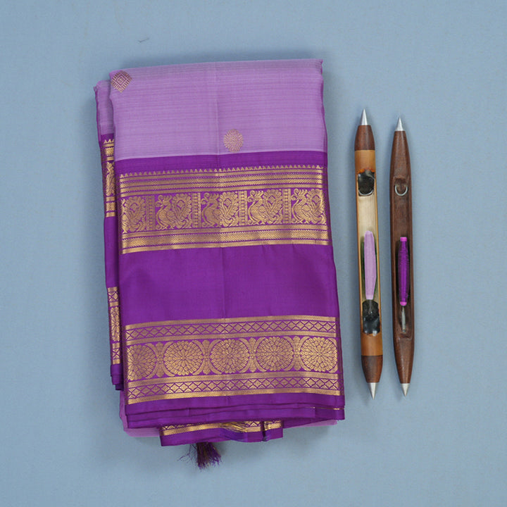 Hayagrivas Handloom Lavendar Kanjivaram Silk Saree with Purple Border KBF24D5-2