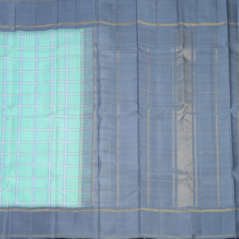 Hayagrivas Handloom Pastel Green Kanjivaram Silk Saree with Grey Border KBF250E1-1