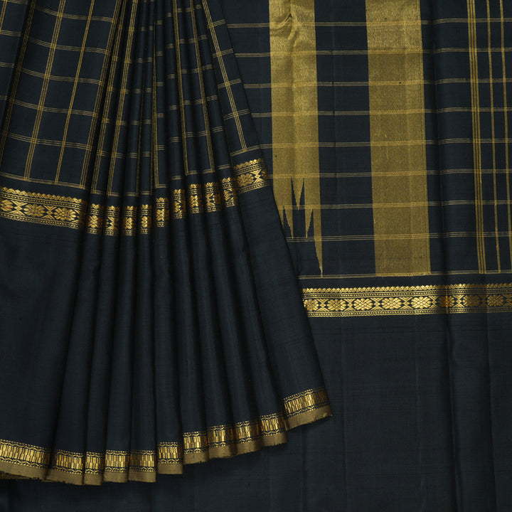 Hayagrivas Handloom Black Kanjivaram Silk Saree KBF250E12-1