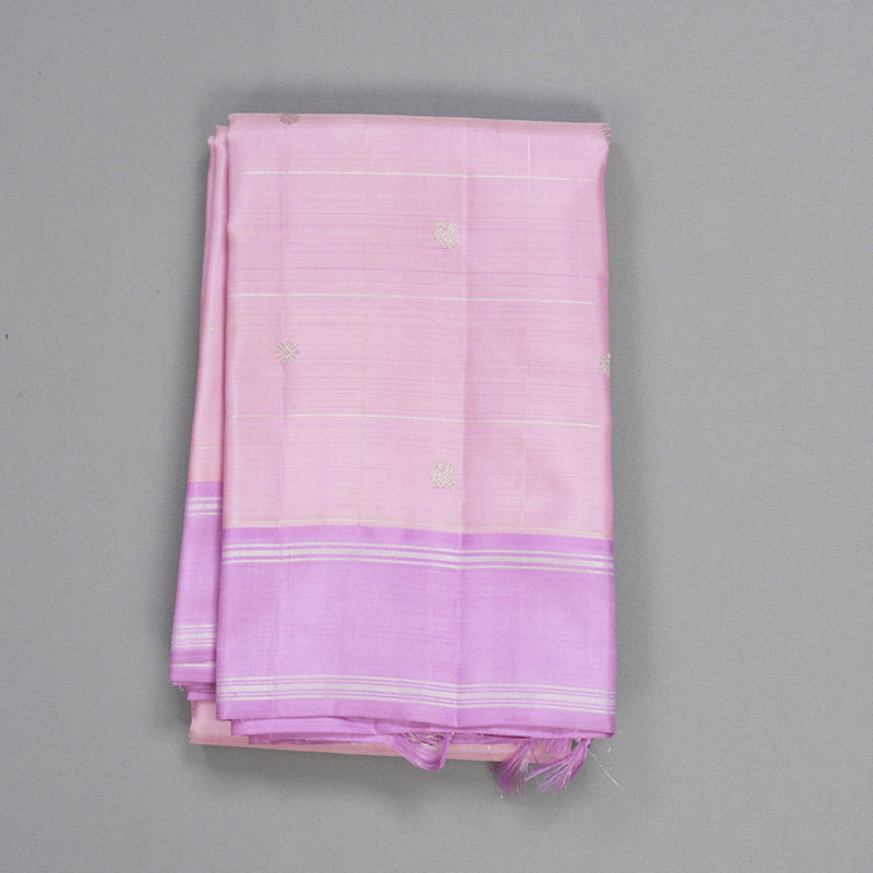 Hayagrivas Handloom Baby Pink Kanjivaram Silk Saree with Lilac Border KBF250E3-1