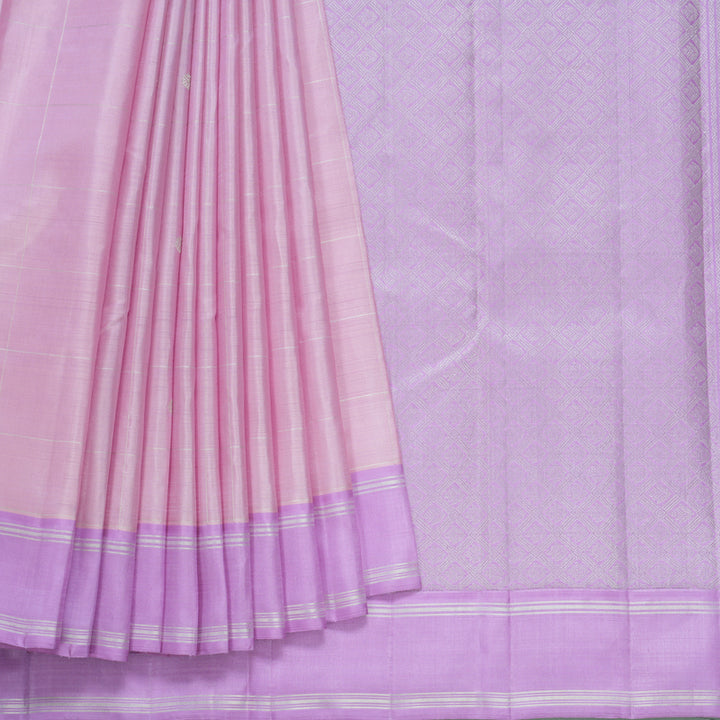 Hayagrivas Handloom Baby Pink Kanjivaram Silk Saree with Lilac Border KBF250E3-1