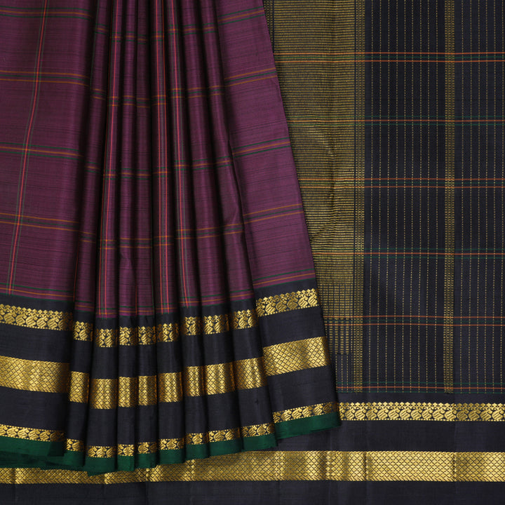 Hayagrivas Handloom Purple Kanjivaram Silk Saree with Deep Jamun Border KBF250E7-1