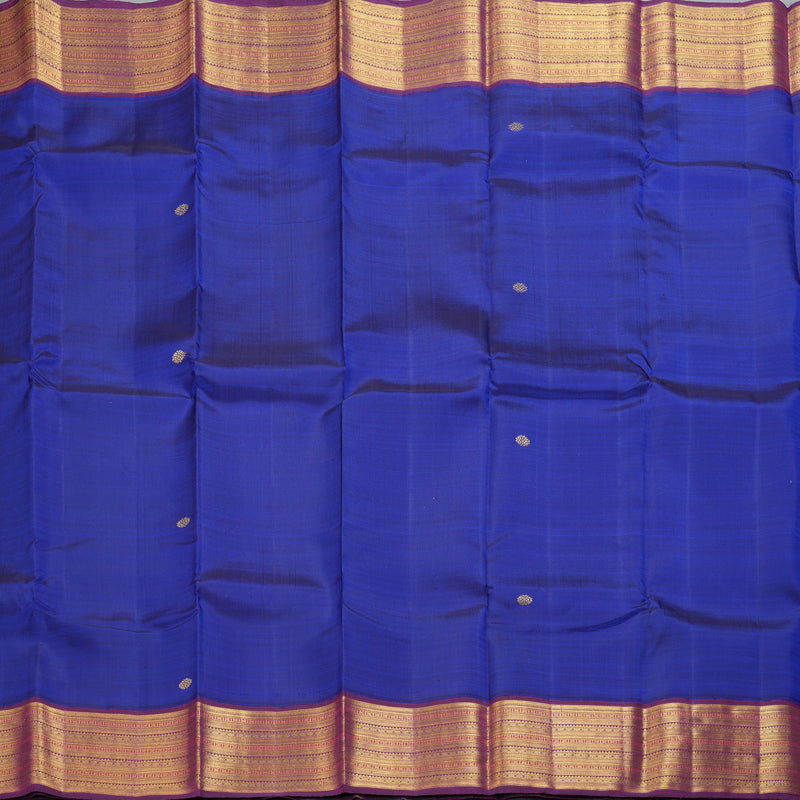 Hayagrivas Handloom MS Blue Kanjivaram Silk Saree with Purple Border KBF250E8-1
