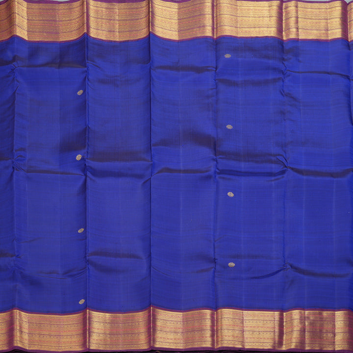 Hayagrivas Handloom MS Blue Kanjivaram Silk Saree with Purple Border KBF250E8-1