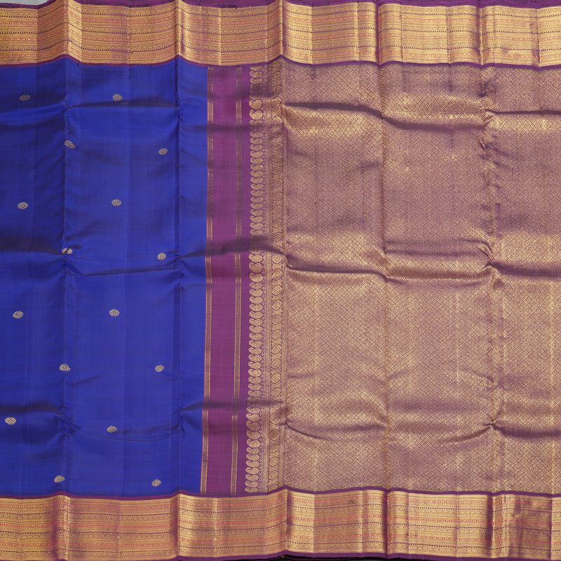 Hayagrivas Handloom MS Blue Kanjivaram Silk Saree with Purple Border KBF250E8-1