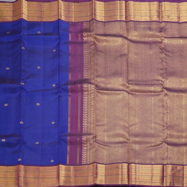 Hayagrivas Handloom MS Blue Kanjivaram Silk Saree with Purple Border KBF250E8-1