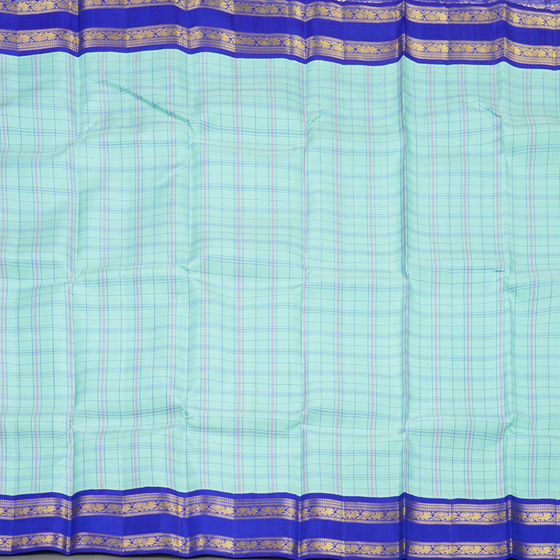 Hayagrivas Handloom Pastel Green Kanjivaram Silk Saree with MS Blue Border KBF250E9-1