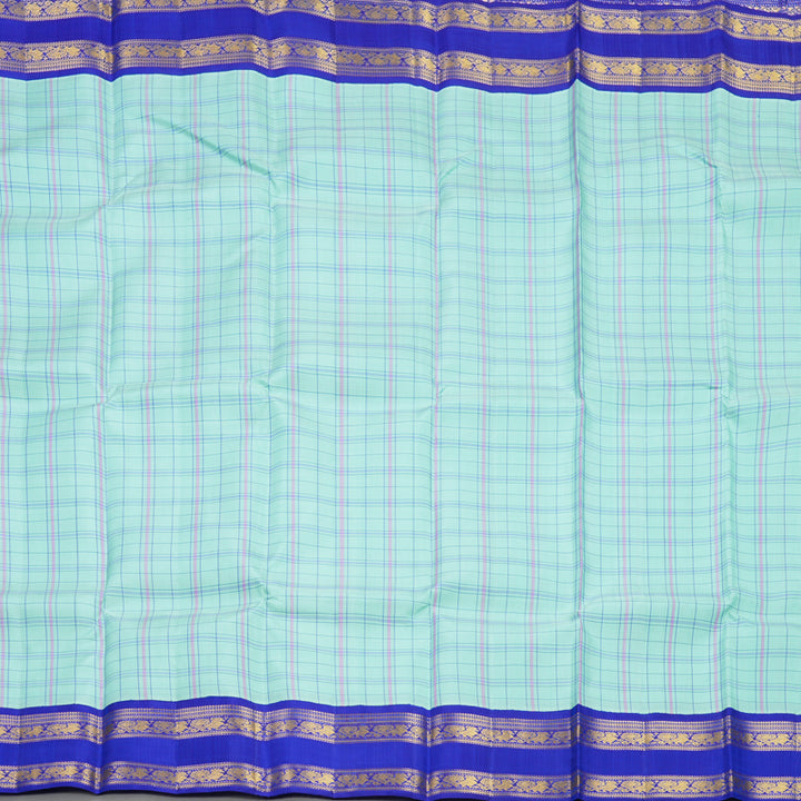 Hayagrivas Handloom Pastel Green Kanjivaram Silk Saree with MS Blue Border KBF250E9-1