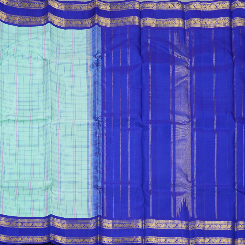 Hayagrivas Handloom Pastel Green Kanjivaram Silk Saree with MS Blue Border KBF250E9-1