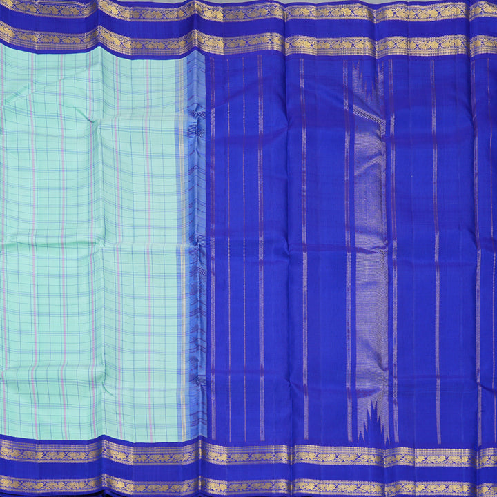 Hayagrivas Handloom Pastel Green Kanjivaram Silk Saree with MS Blue Border KBF250E9-1