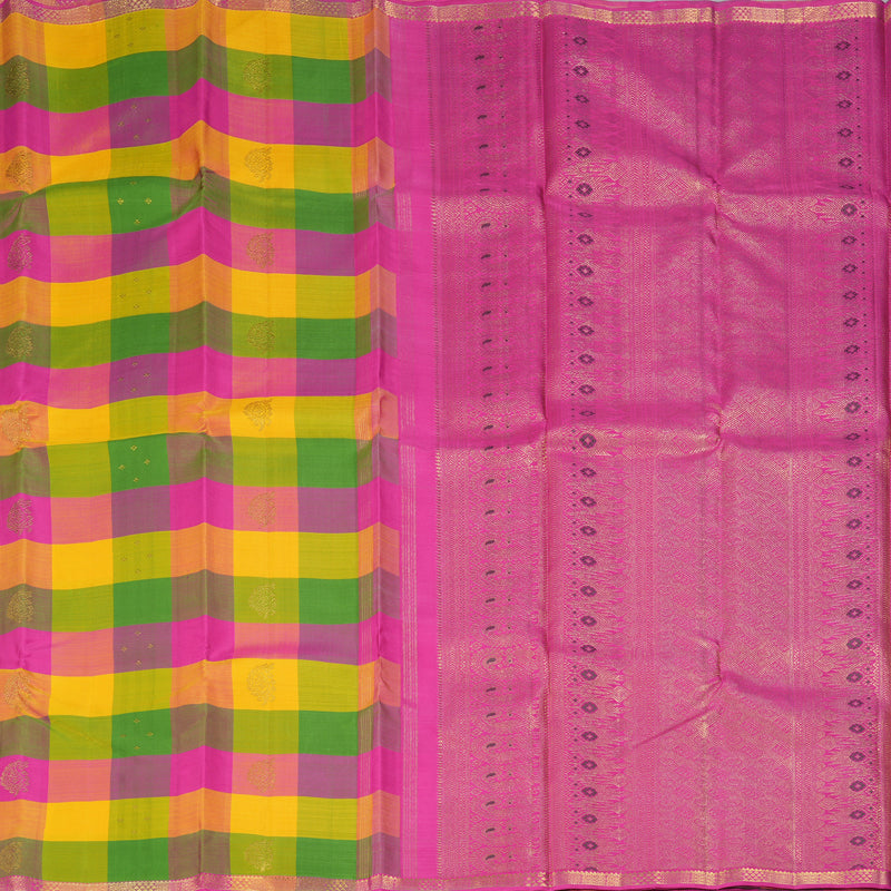 Hayagrivas Handloom Multicolour Checks Kanjivaram Silk Saree KBF251E1-1