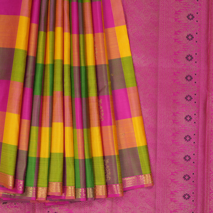 Hayagrivas Handloom Multicolour Checks Kanjivaram Silk Saree KBF251E1-1