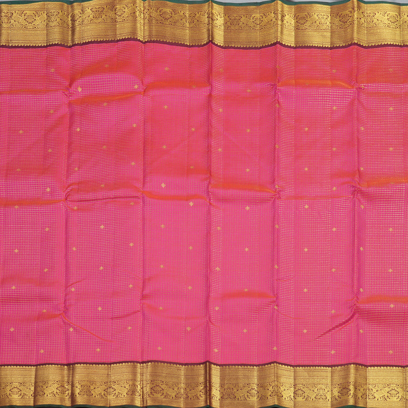 Hayagrivas Handloom Rani Pink Kanjivaram Silk Saree with Brown Border KBF251E10-1