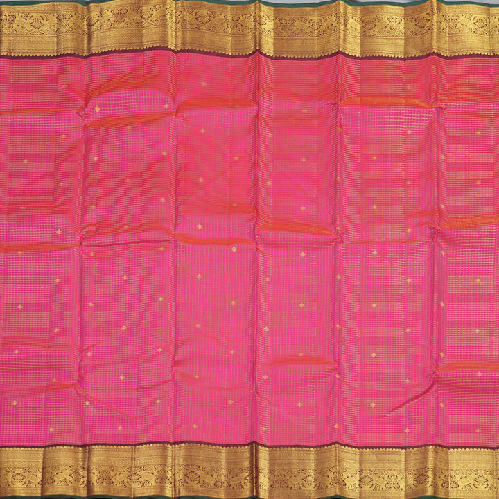 Hayagrivas Handloom Rani Pink Kanjivaram Silk Saree with Brown Border KBF251E10-1