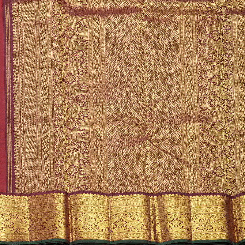 Hayagrivas Handloom Rani Pink Kanjivaram Silk Saree with Brown Border KBF251E10-1