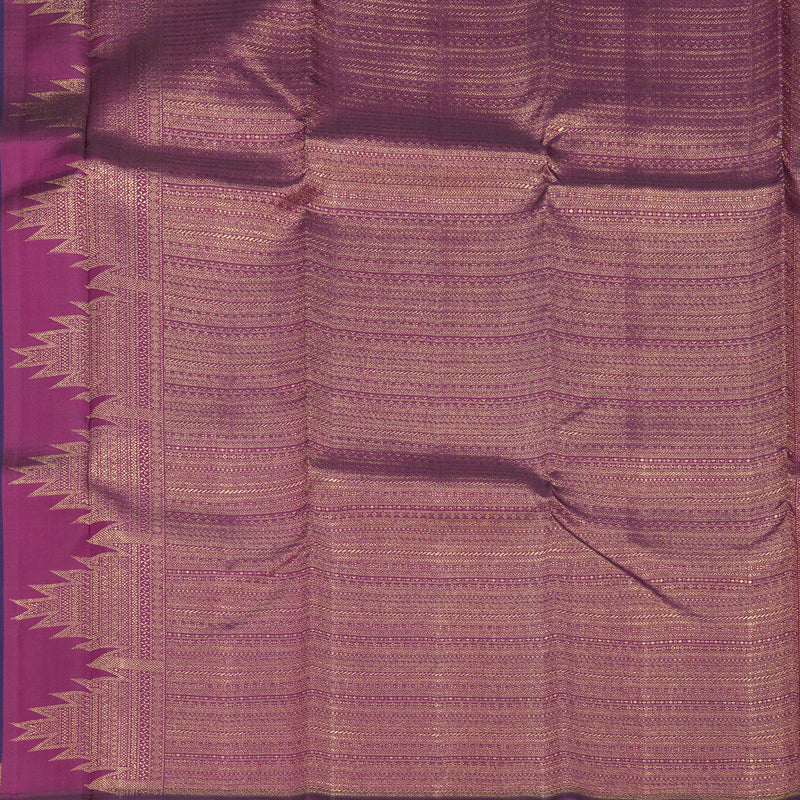 Hayagrivas Handloom Purple Kanjivaram Silk Saree with Temple Border KBF251E3-1