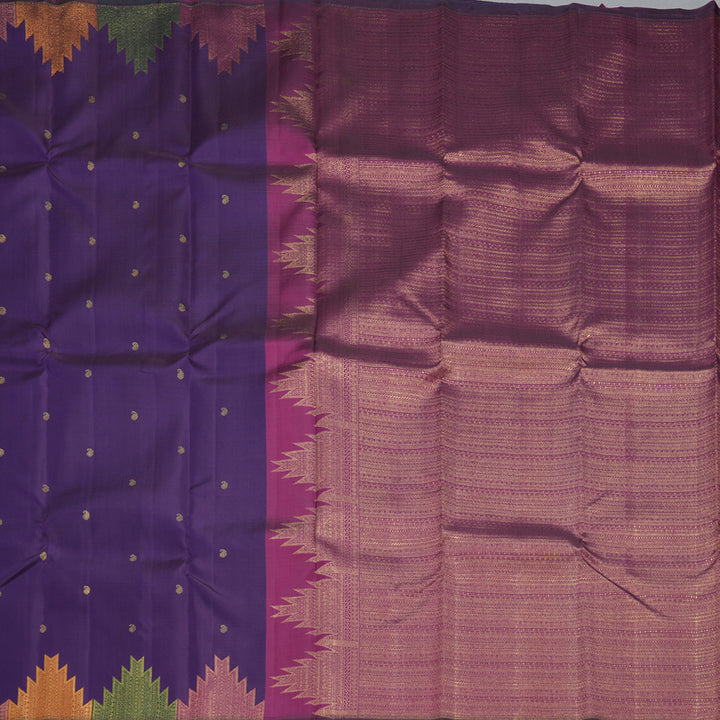 Hayagrivas Handloom Purple Kanjivaram Silk Saree with Temple Border KBF251E3-1