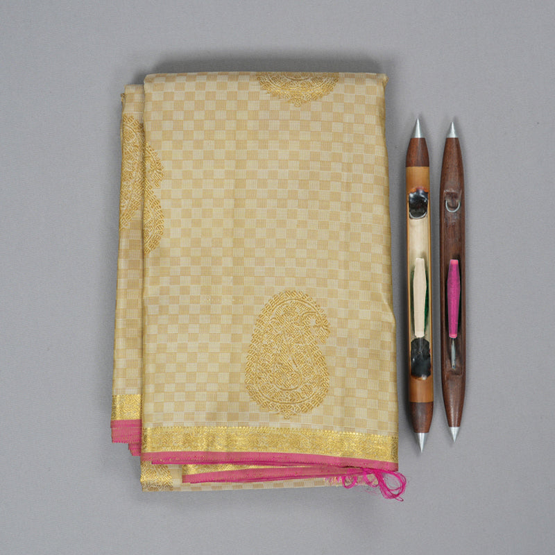 Hayagrivas Handloom Beige Kanjivaram Silk Saree KBF251E4-1