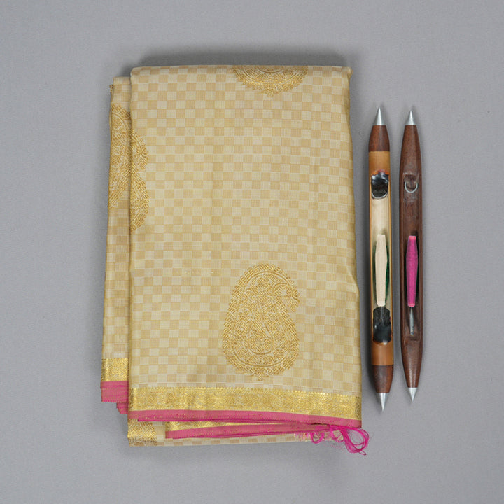 Hayagrivas Handloom Beige Kanjivaram Silk Saree KBF251E4-1