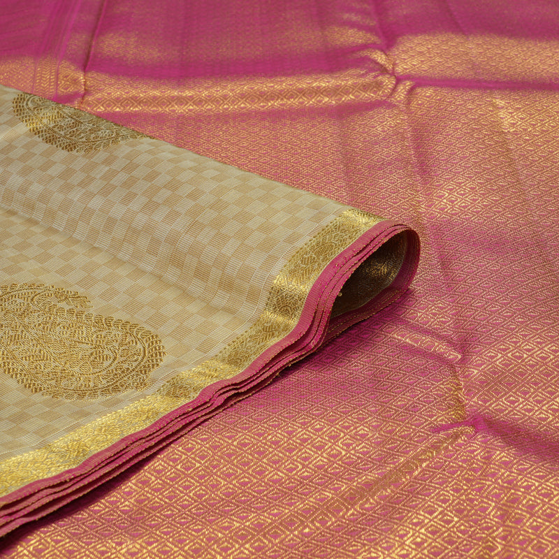 Hayagrivas Handloom Beige Kanjivaram Silk Saree KBF251E4-1