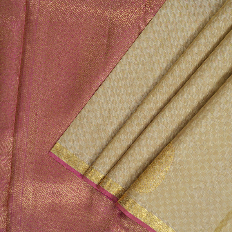 Hayagrivas Handloom Beige Kanjivaram Silk Saree KBF251E4-1