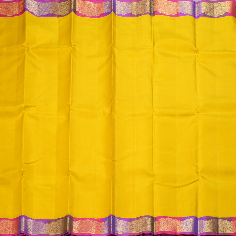 Hayagrivas Handloom Yellow Kanjivaram Silk Saree with Multicolour Border KBF251E7-1