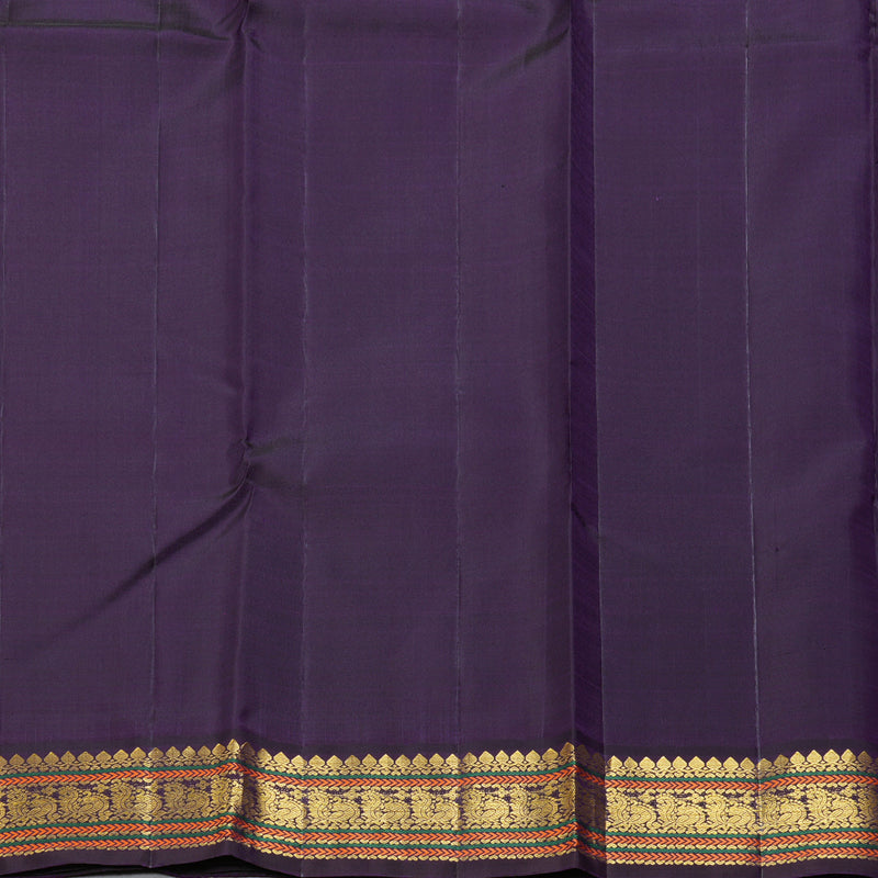 Hayagrivas Handloom Lime Green Kanjivaram Silk Saree with Violet Border KBF251E8-1
