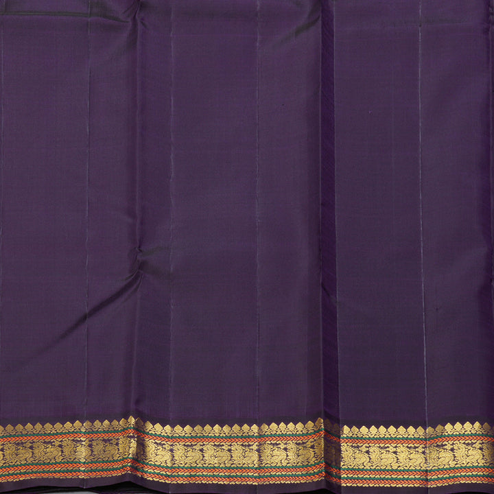Hayagrivas Handloom Lime Green Kanjivaram Silk Saree with Violet Border KBF251E8-1
