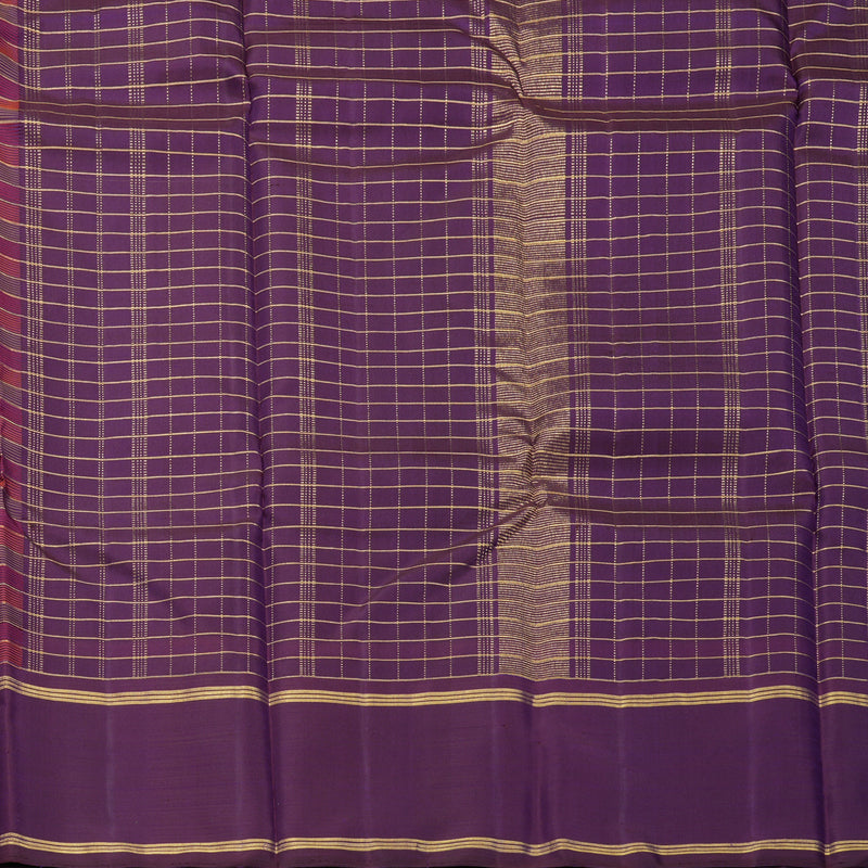 Hayagrivas Handloom Multicolour Checks Kanjivaram Silk Saree with Purple Border KBF251E9-1