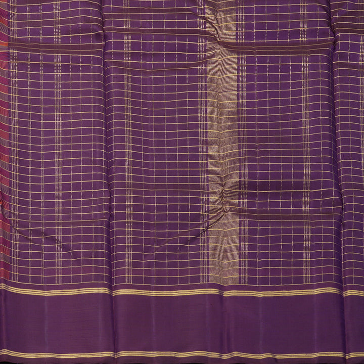 Hayagrivas Handloom Multicolour Checks Kanjivaram Silk Saree with Purple Border KBF251E9-1