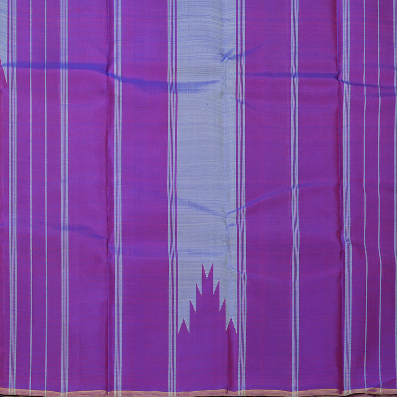 Hayagrivas Handloom Greyish-Blue Kanjivaram Silk Saree with Purple Border KBF252E2-1