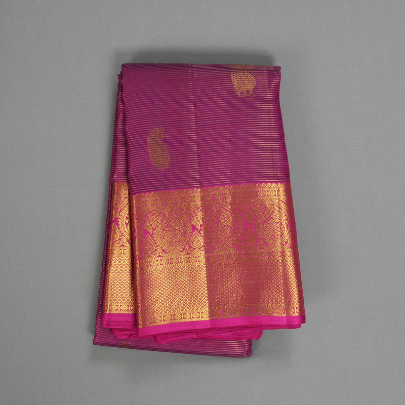 Hayagrivas Handloom Purple Kanjivaram Silk Saree with Rani Pink Border KBF252E4-2