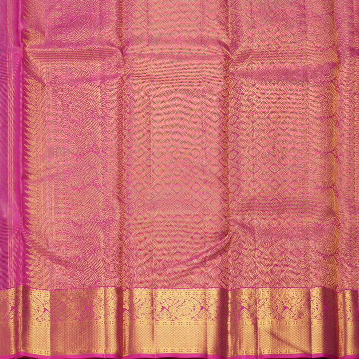 Hayagrivas Handloom Purple Kanjivaram Silk Saree with Rani Pink Border KBF252E4-2