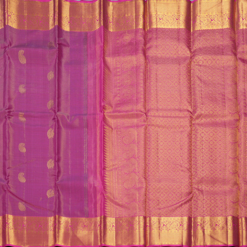 Hayagrivas Handloom Purple Kanjivaram Silk Saree with Rani Pink Border KBF252E4-2