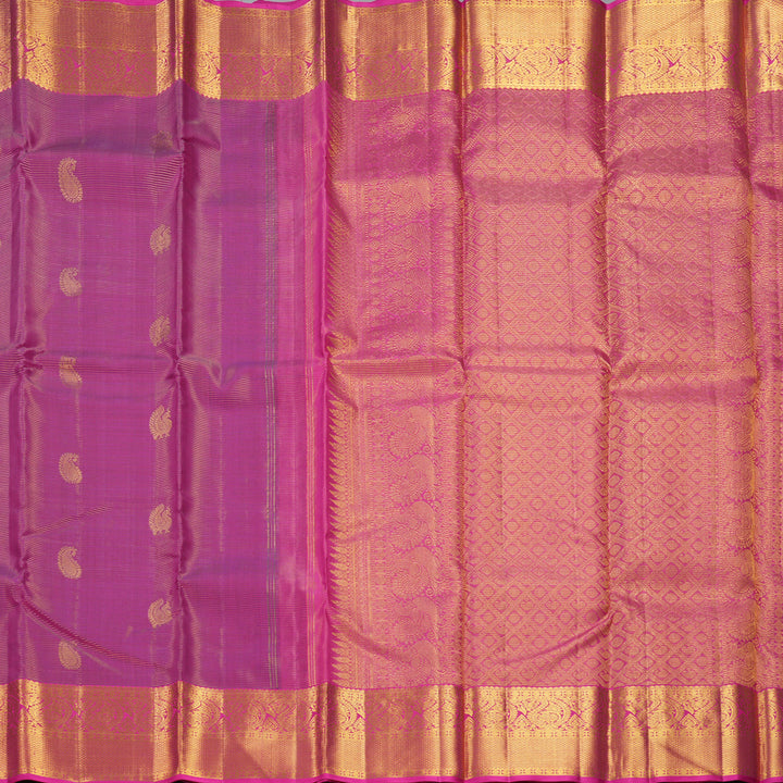 Hayagrivas Handloom Purple Kanjivaram Silk Saree with Rani Pink Border KBF252E4-2
