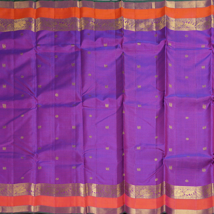 Hayagrivas Handloom Purple Kanjivaram Silk Saree with Orange Border KBF252E4-3