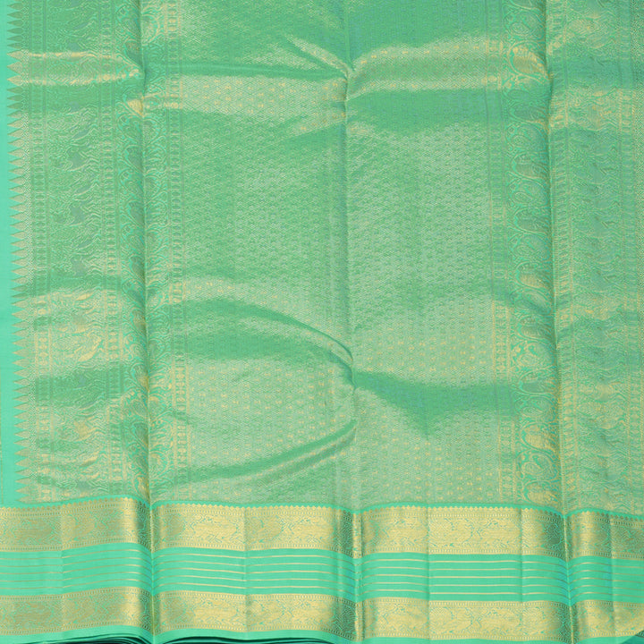 Hayagrivas Handloom Purple Kanjivaram Silk Saree with Sea Green Border KBF252E6-2