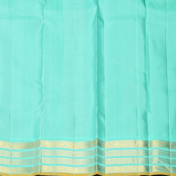 Hayagrivas Handloom Kanchana Brown Kanjivaram Silk Saree with Aqua Green Border KBF253E1-2