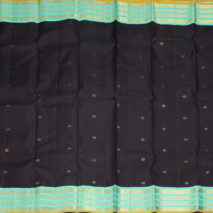 Hayagrivas Handloom Kanchana Brown Kanjivaram Silk Saree with Aqua Green Border KBF253E1-2