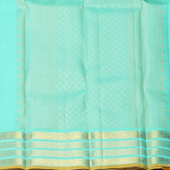 Hayagrivas Handloom Kanchana Brown Kanjivaram Silk Saree with Aqua Green Border KBF253E1-2