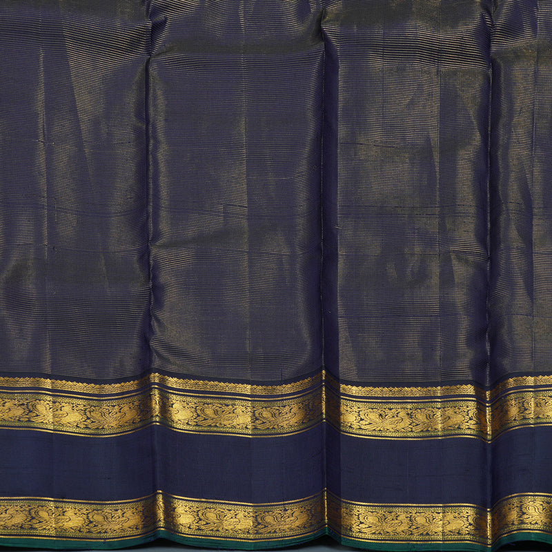 Hayagrivas Handloom Orange Kanjivaram Silk Saree with Navy Blue Border KBF253E2-2