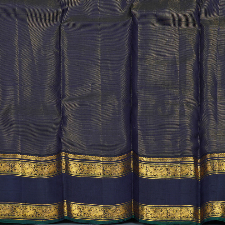 Hayagrivas Handloom Orange Kanjivaram Silk Saree with Navy Blue Border KBF253E2-2