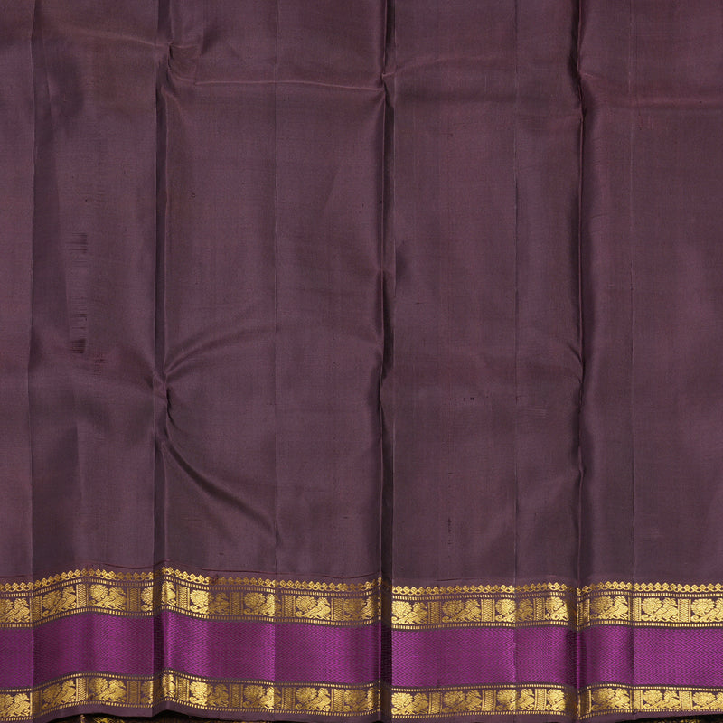 Hayagrivas Handloom Orange Kanjivaram Silk Saree with Brown Border KBF253E2-4
