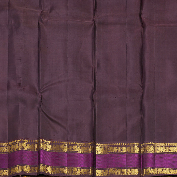 Hayagrivas Handloom Orange Kanjivaram Silk Saree with Brown Border KBF253E2-4