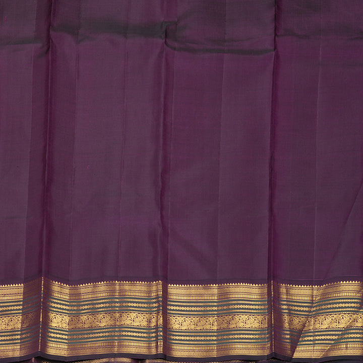 Hayagrivas Handloom Mayilkazhuthu Kanjivaram Silk Saree with Wine Purple Border KBF253E2-6
