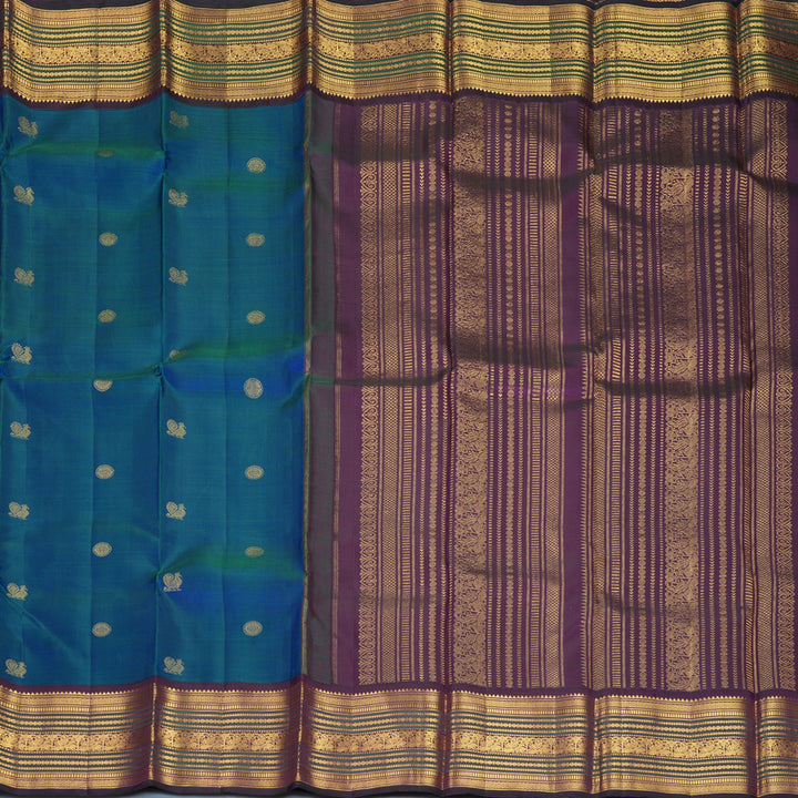 Hayagrivas Handloom Mayilkazhuthu Kanjivaram Silk Saree with Wine Purple Border KBF253E2-6