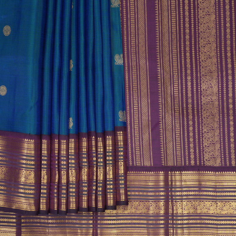 Hayagrivas Handloom Mayilkazhuthu Kanjivaram Silk Saree with Wine Purple Border KBF253E2-6