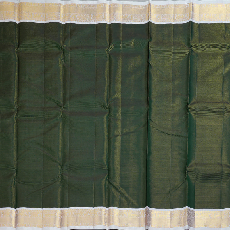 Hayagrivas Handloom Bottle Green Kanjivaram Silk Saree with Lilac Border KBF253E3-2